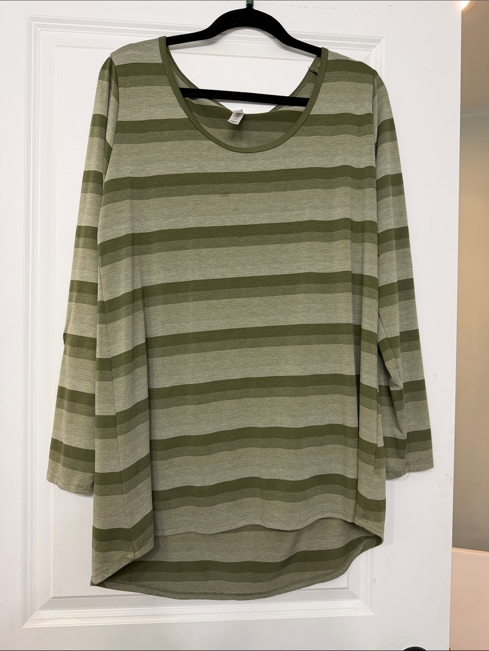 LuLaRoe Olive & Light Olive Striped Long Sleeve Top